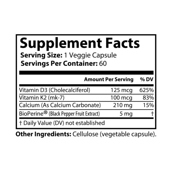 Vitamin K2 and D3 Supplement (60 Capsules) - Image 7