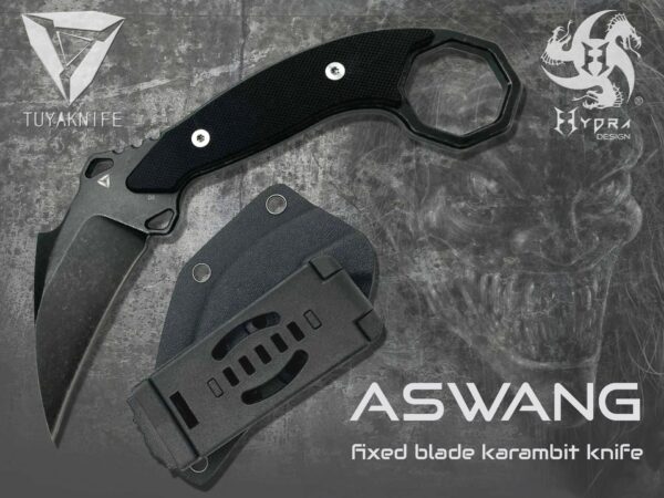 Aswang Karambit Knife with Kydex Sheath and Tec Lock Style Belt Clip