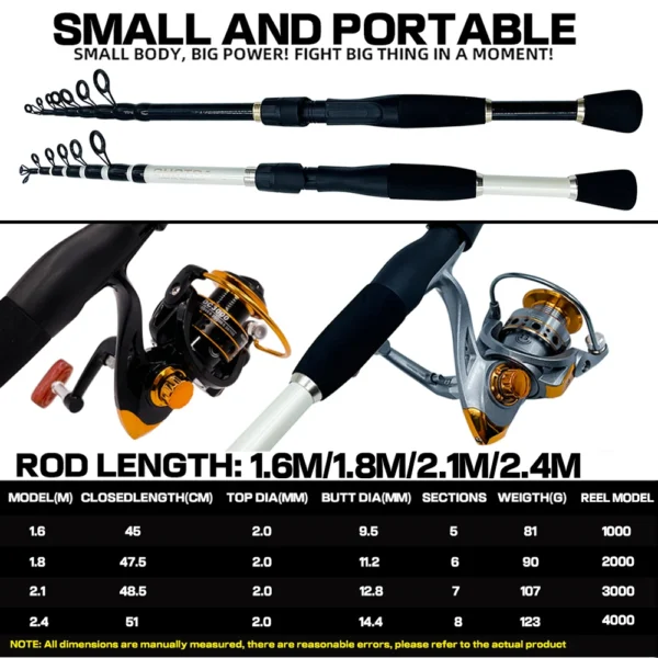 Carbon Fiber Telescopic Fishing Rod and Reel Combo - Image 6