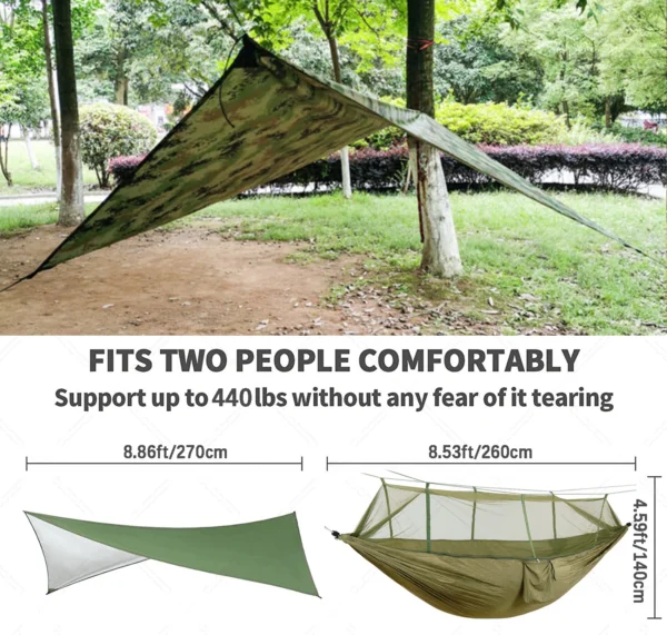 Hammock Set With Mosquito Net And Rain Tent - Image 3