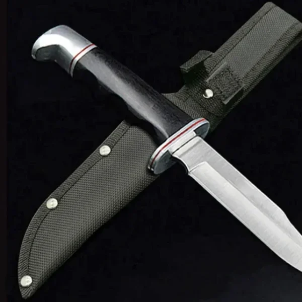 Classic Fixed Blade Hunting Knife with Ebony Wood Handle - Image 2