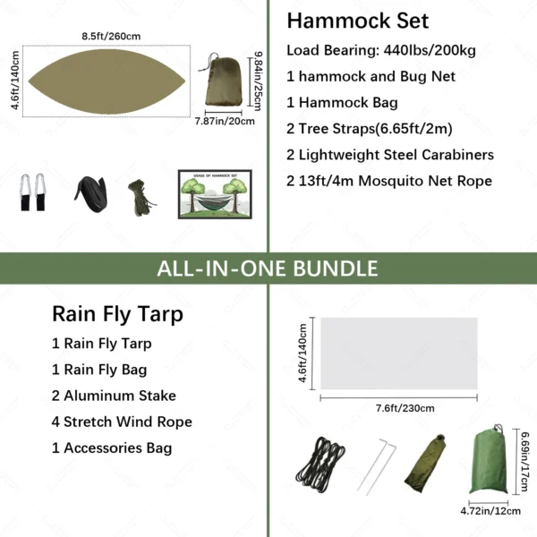 Hammock Set With Mosquito Net And Rain Tent - Image 2